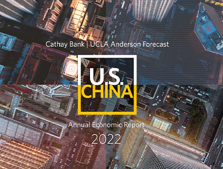 Aerial view of Los Angeles and Shanghai cities for the U.S.- China 2022 Annual Economic Report by UCLA Anderson Forecast 