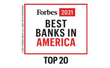 福布斯2021年美國最佳銀行20強標識