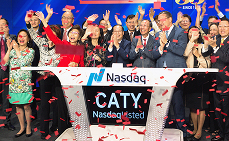 Cathay celebrating its 55th anniversary at the opening bell ceremony at Nasdaq