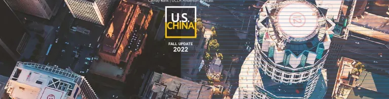 Aerial view of Los Angeles and Shanghai cities for the U.S.- China 2022 Annual Economic Report by UCLA Anderson Forecast 
