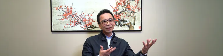 Canton Food&rsquo;s CEO & President Cho W. Kwan accepting an interview in his office. 