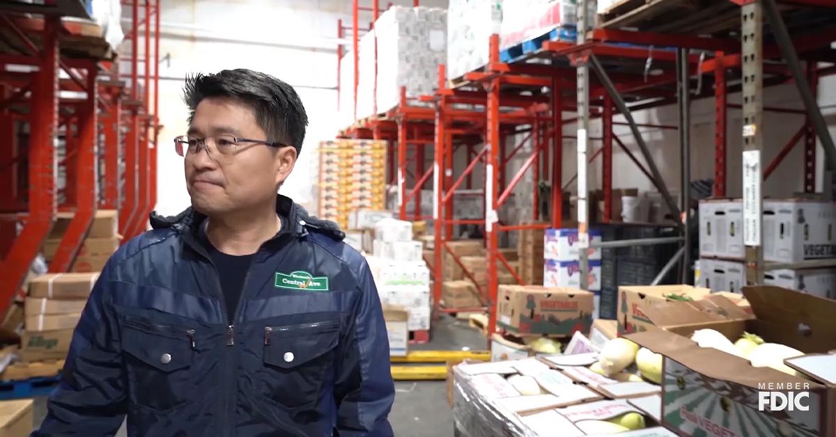 Central Ave CEO William Shim standing at the company’s warehouse.
