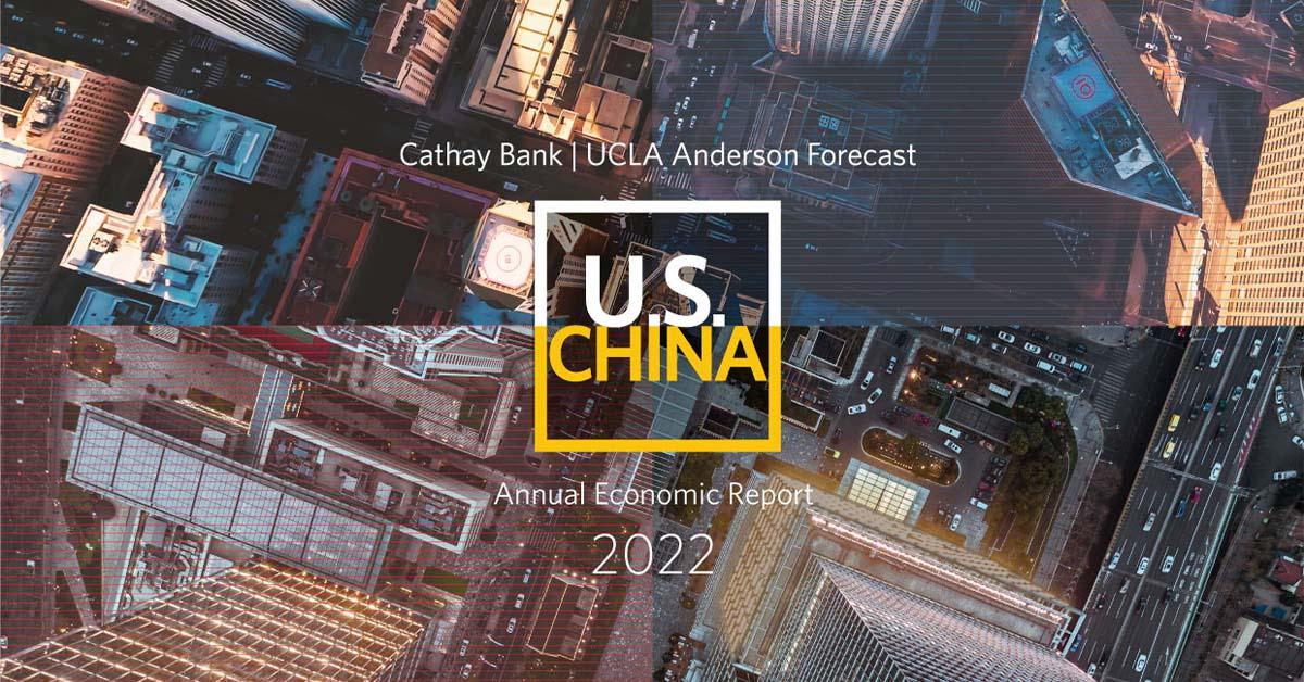 Aerial view of Los Angeles and Shanghai cities for the U.S.- China 2022 Annual Economic Report by UCLA Anderson Forecast 